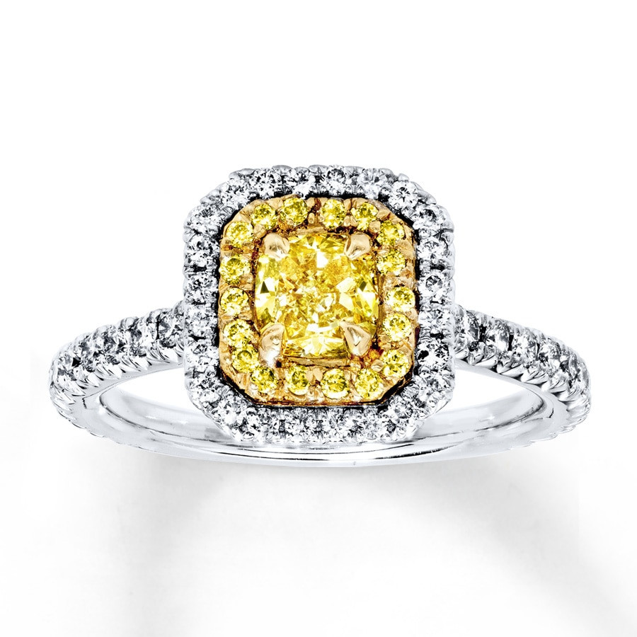 Yellow Diamond Wedding Rings
 Yellow Diamond Engagement Ring 1 1 5 cts tw 18K White Gold