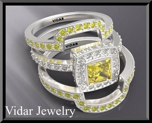 Yellow Diamond Wedding Rings
 Diamond And Yellow Sapphire Wedding Ring Set Princess Cut