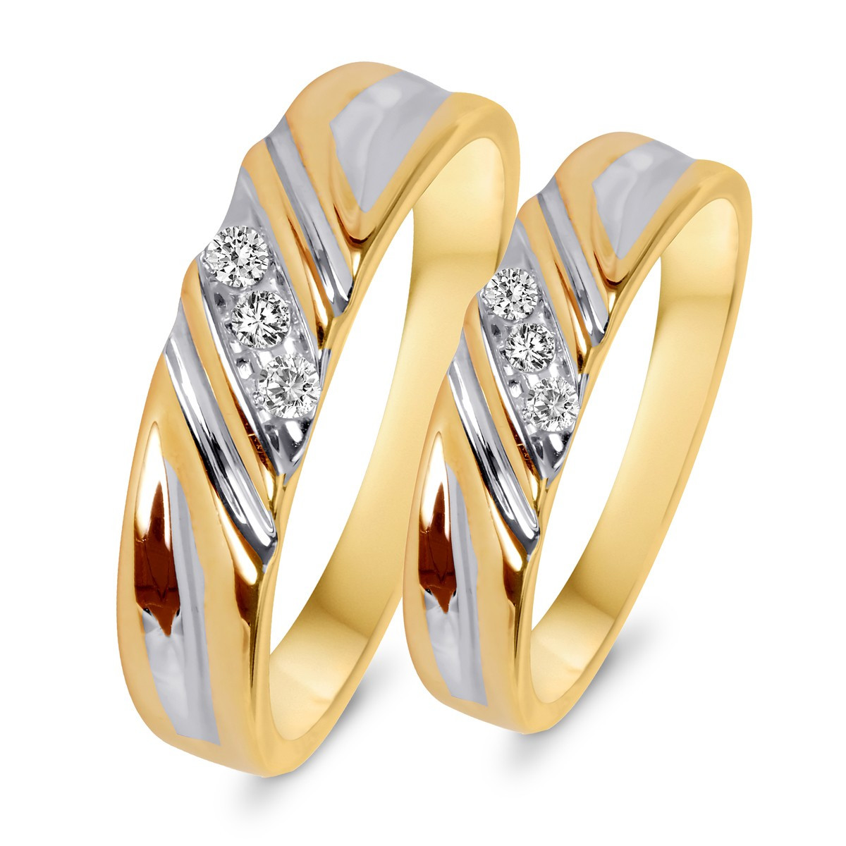 Yellow Diamond Wedding Rings
 1 10 CT T W Diamond His And Hers Wedding Rings 10K