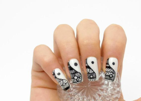 Yin Yang Nail Designs
 Yin Yang Nails Fake nails press on nails acrylic nails by