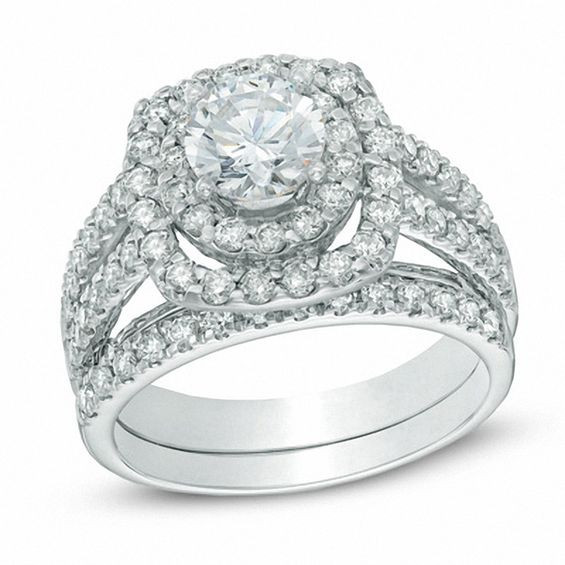 Zales Diamond Rings
 2 1 5 CT T W Diamond Double Frame Bridal Set in 14K