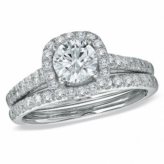 Zales Diamond Rings
 1 3 4 CT T W Diamond Framed Bridal Set in 14K White Gold