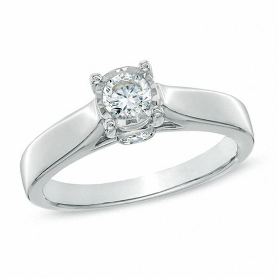 Zales Diamond Rings
 1 2 CT T W Diamond Engagement Ring in 10K White Gold