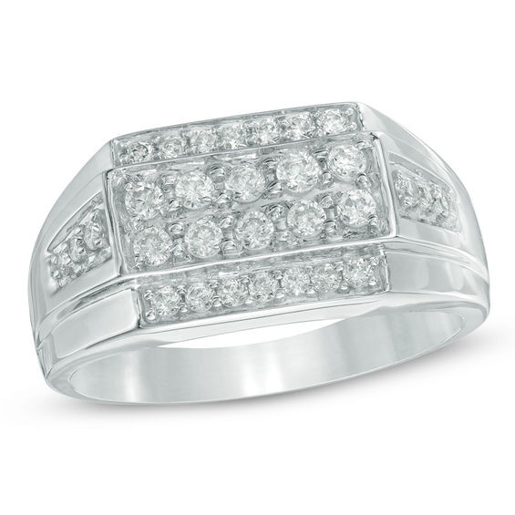 Zales Diamond Rings
 Men s 3 4 CT T W Diamond Ring in Sterling Silver