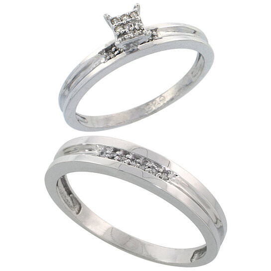 Zales Wedding Ring Sets For Him And Her
 Buy Sterling Silver 2 Piece Diamond wedding Engagement