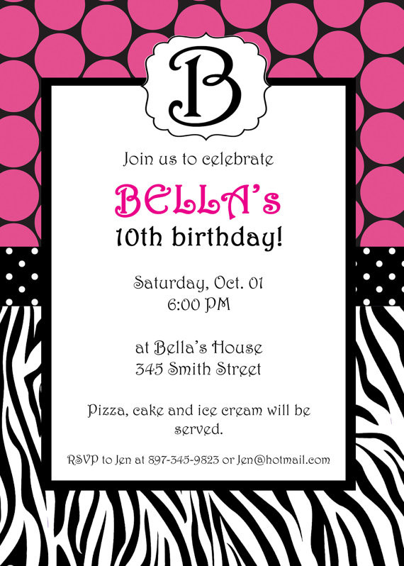 Zebra Print Birthday Invitations
 Free Printable Zebra Print Birthday Invitations