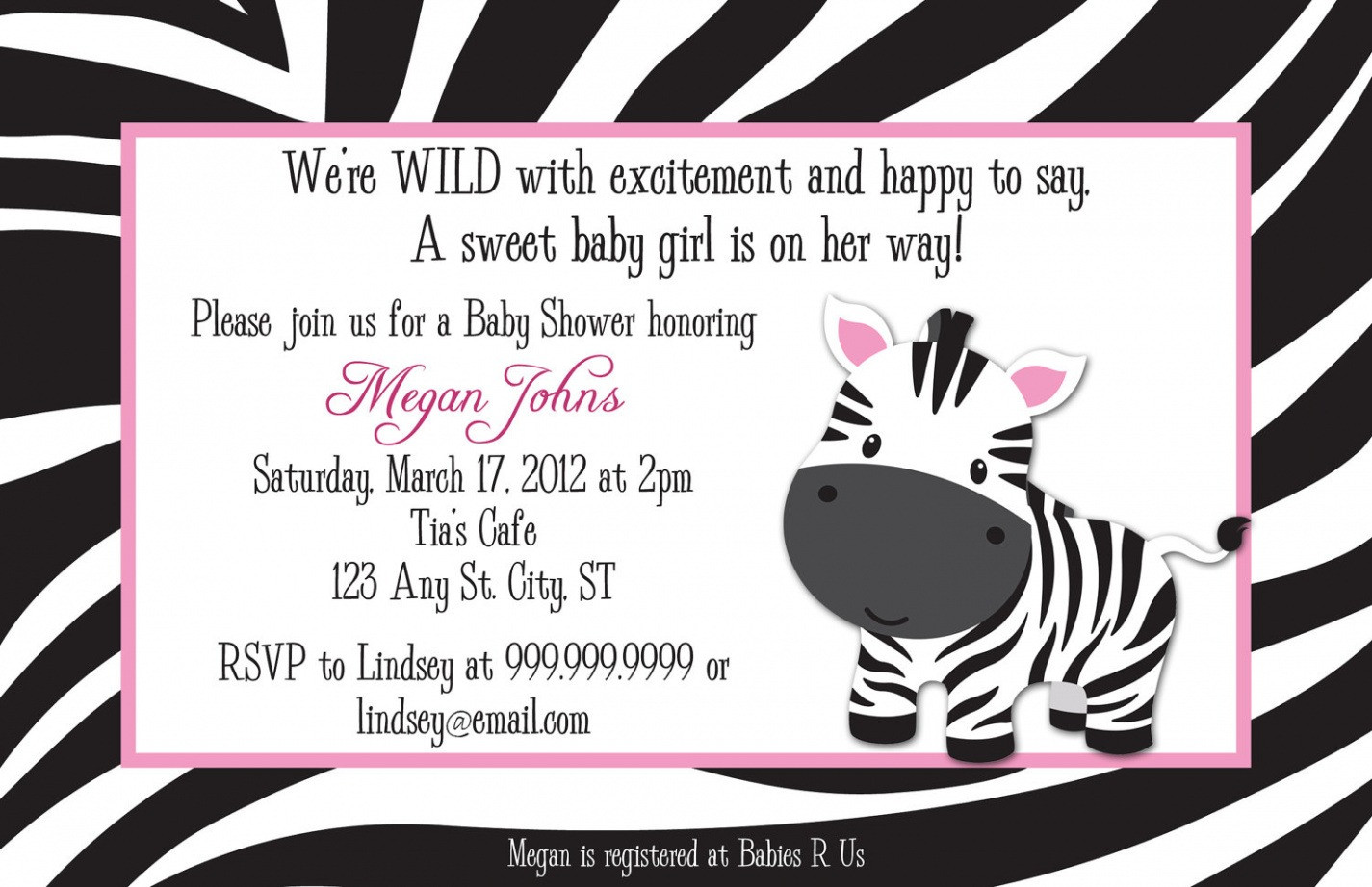 Zebra Print Birthday Invitations
 Zebra Print Birthday Invitations