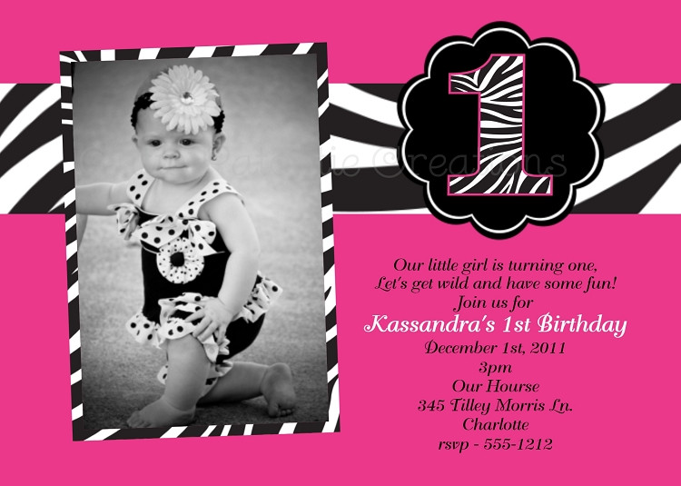 Zebra Print Birthday Invitations
 Pink Zebra Birthday Party Invitation