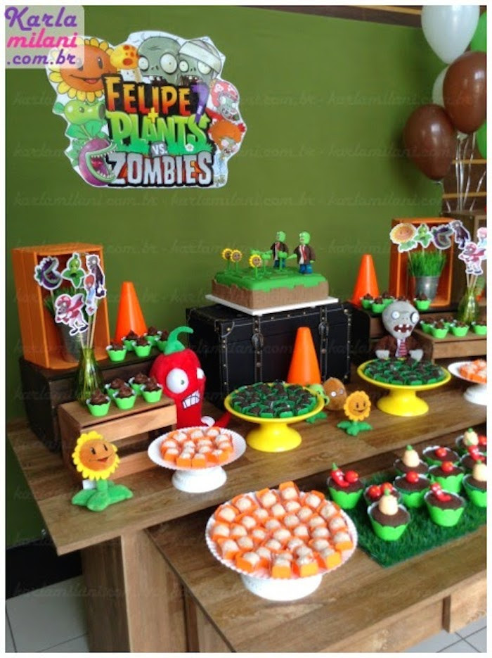 Zombie Birthday Decorations
 Kara s Party Ideas Plants Vs Zombies Themed Birthday Party
