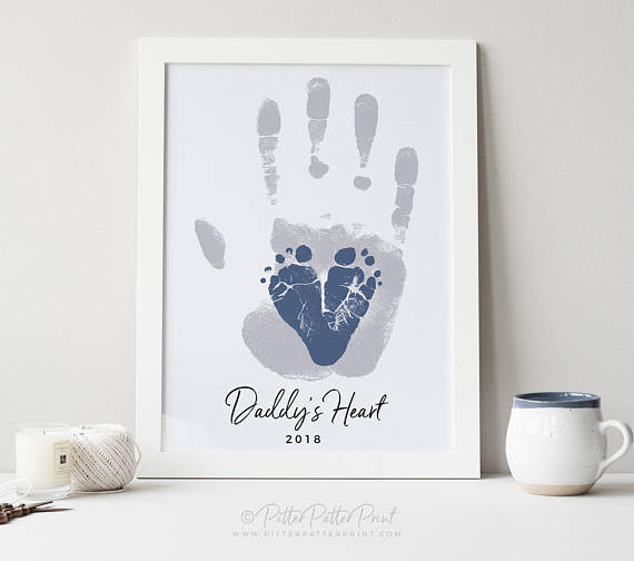 1st Fathers Day Gift
 First Father s Day Gift for New Dad Baby Footprint