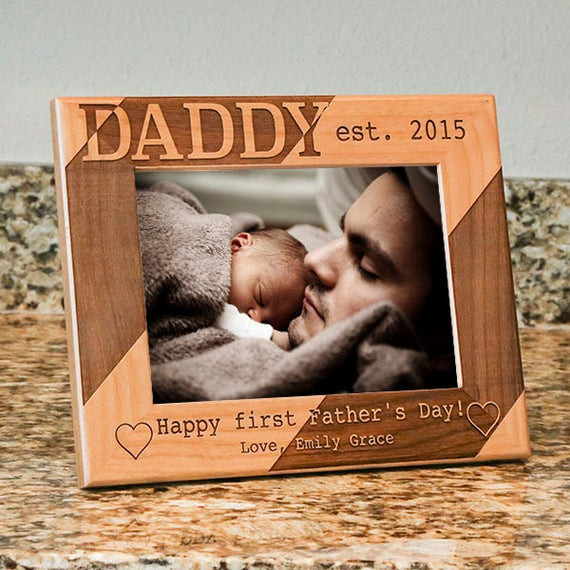 1st Fathers Day Gift
 Personalized Dad Picture Frame Happy First Fathers Day