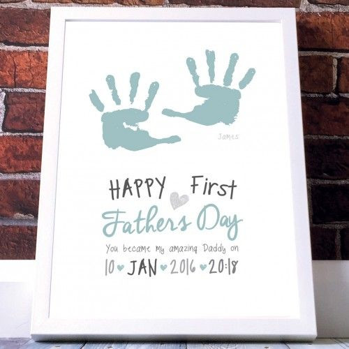 1st Fathers Day Gift
 First Father s Day Personalised Baby Hand Print Poster