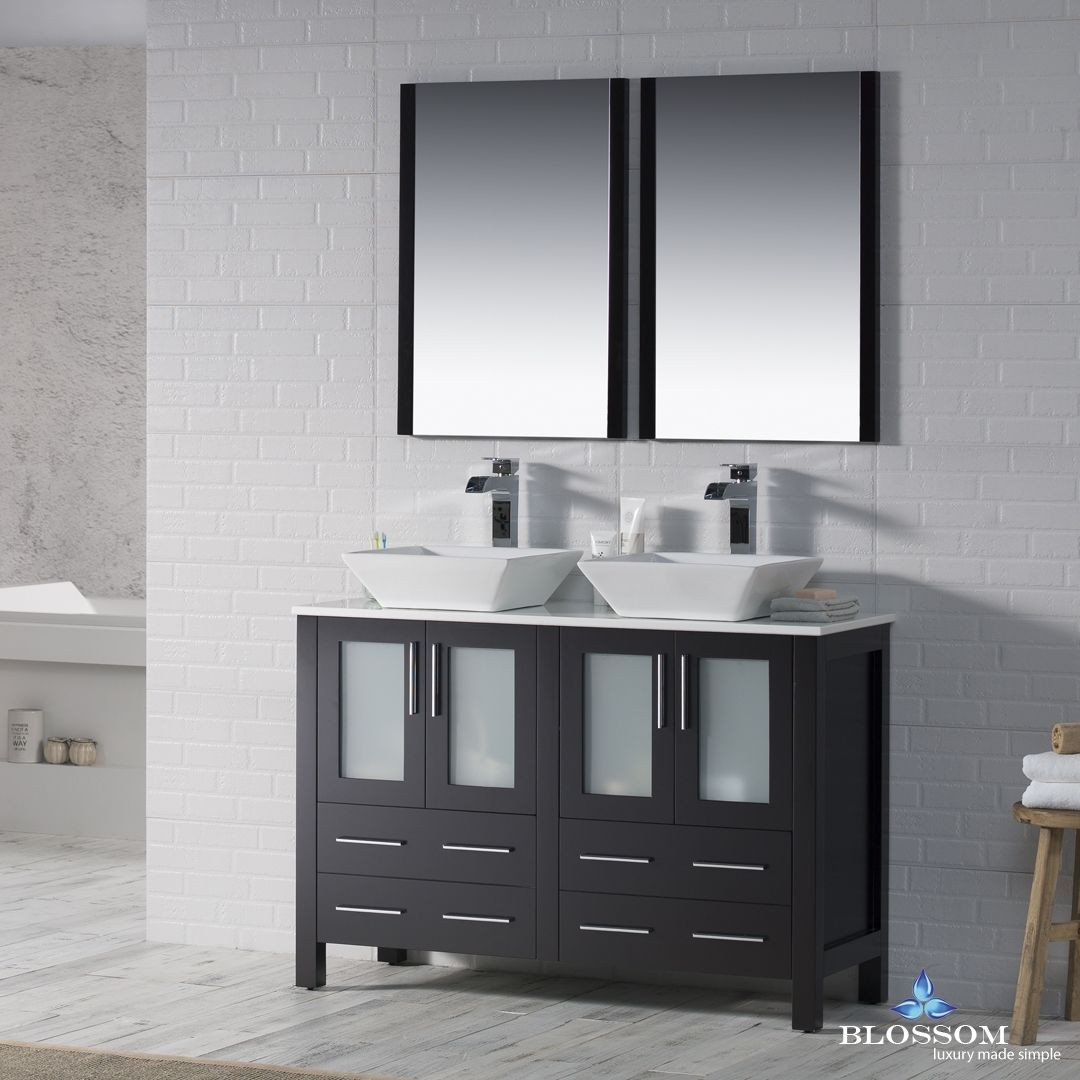 48 Double Sink Bathroom Vanity
 BLOSSOM 48" SYDNEY DOUBLE SINK BATHROOM VANITY WITH VESSEL