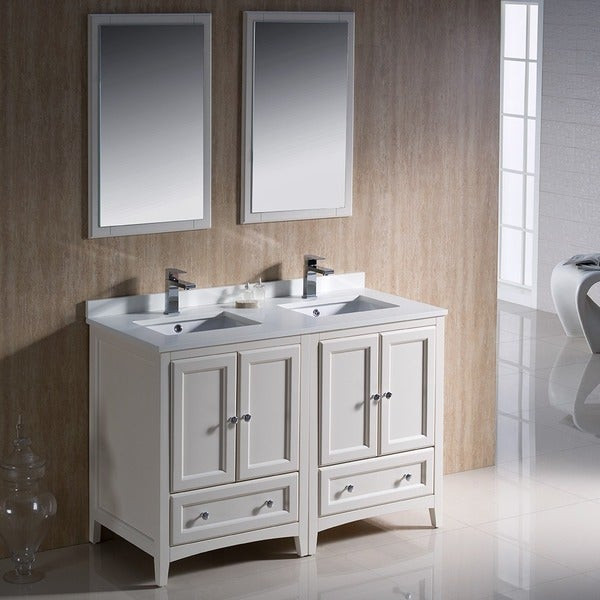 48 Double Sink Bathroom Vanity
 Shop Fresca Oxford 48 inch Antique White Traditional