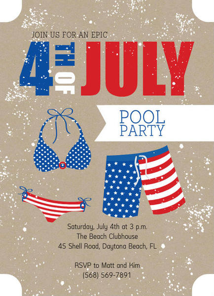 4th Of July Pool Party
 4th July Summer Pool Party Invitation