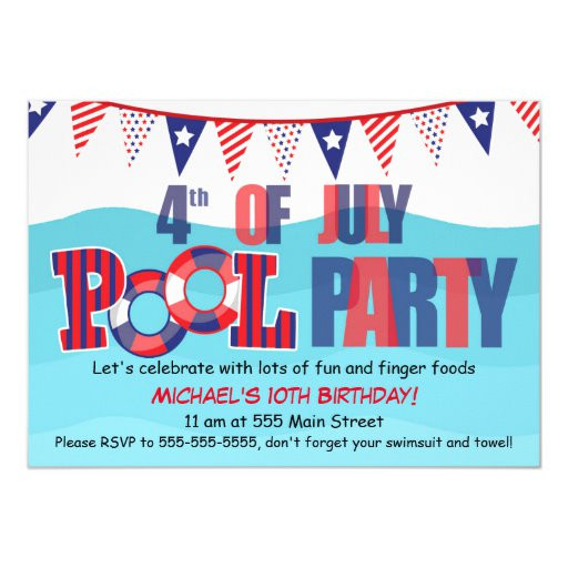4th Of July Pool Party
 Pool Party Invitation 4th July