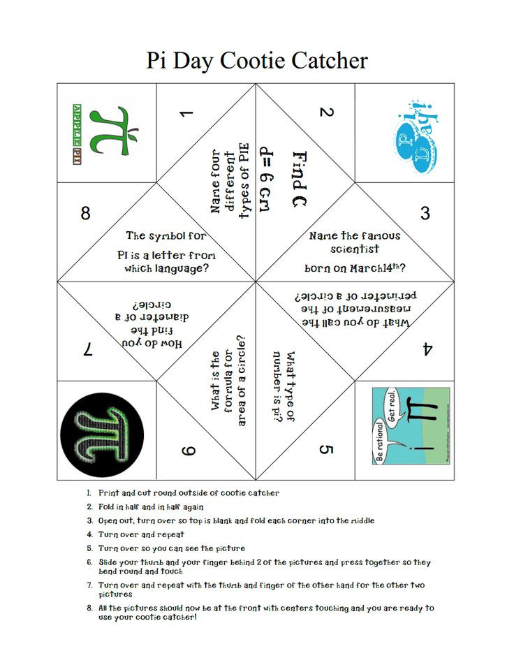 Activities For Pi Day High School
 Pi Day Cootie Catcher pdf