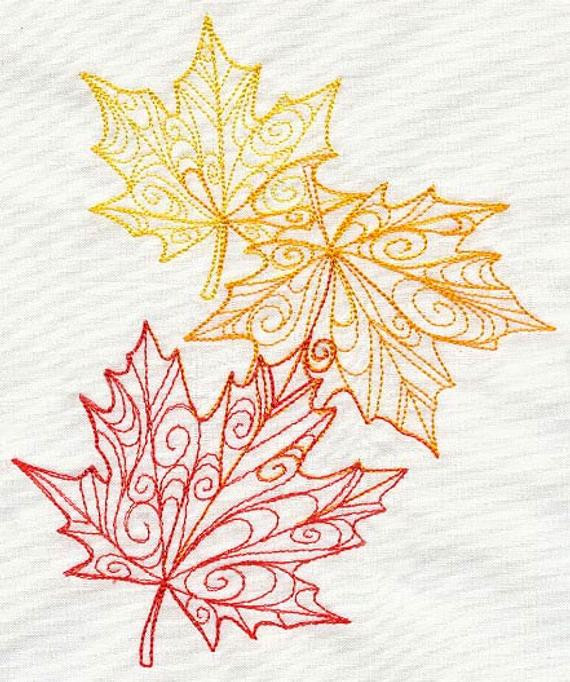 Autumn Leaves Design
 Delicate Autumn Leaves Embroidered Flour Sack Hand Dish Towel