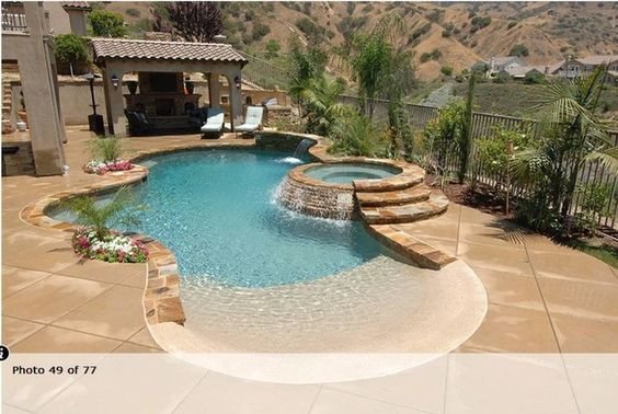Backyard Beach Pool
 Swimming Pools with beach entry Google Search in 2019