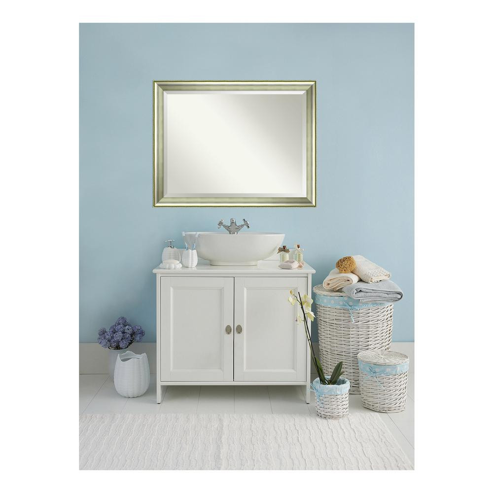 Bathroom Vanity And Mirror
 Amanti Art Vegas Curved Silver Wood 45 in W x 35 in H