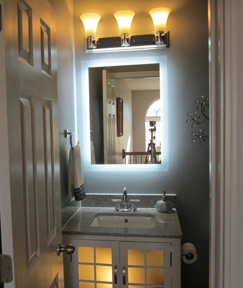 Bathroom Vanity With Mirror
 Lighted Vanity Mirror 24" Wide x 32" T MAM Side
