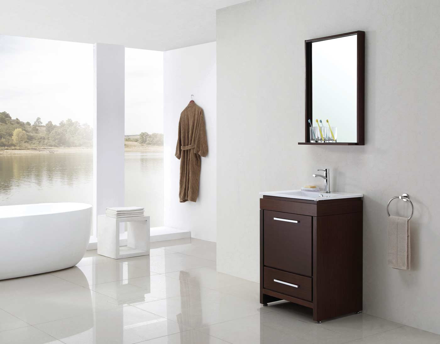 Bathroom Vanity With Mirror
 Buy Parma 24 In Single Bathroom Vanity Mirror Set in Iron