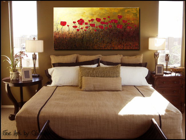 Bedroom Art Paintings
 Red Flowers Abstract Art Wall Abstract Art Paintings for