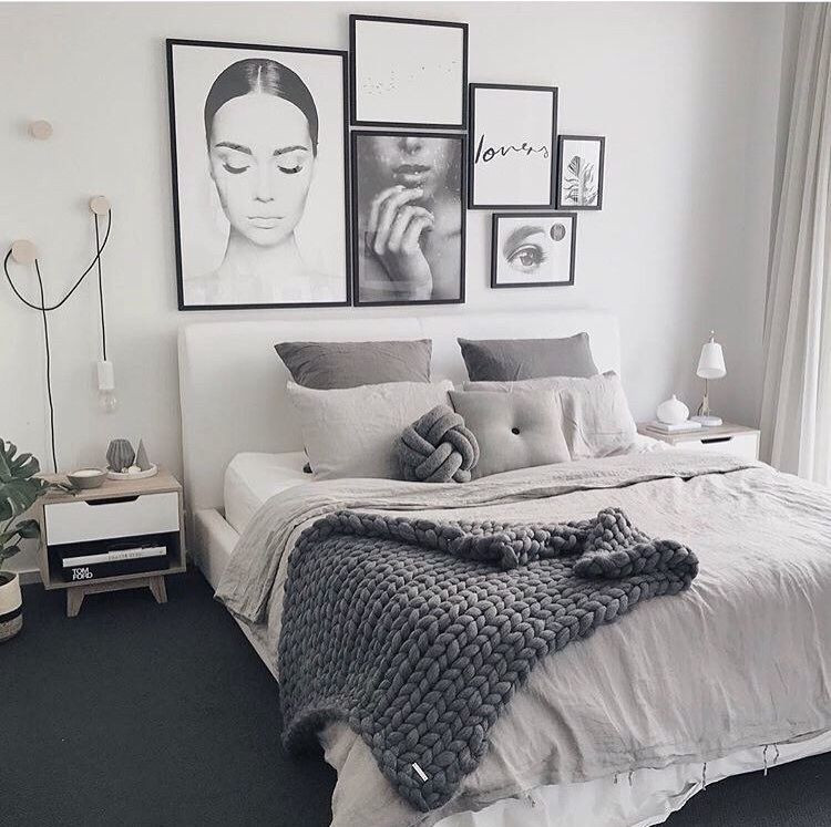 Bedroom Wall Decor Pinterest
 Contemporary Scandinavian feminine bedroom Monochrome