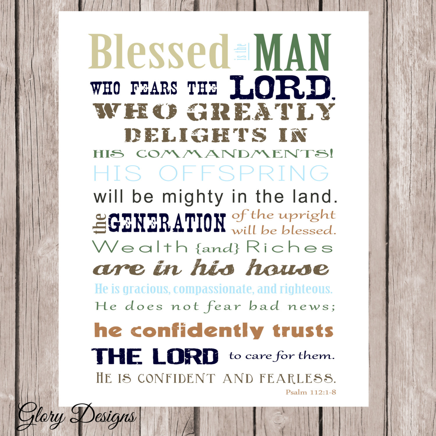 Biblical Fathers Day Quotes
 Bible Verse Father s Day Scripture art Psalm 112