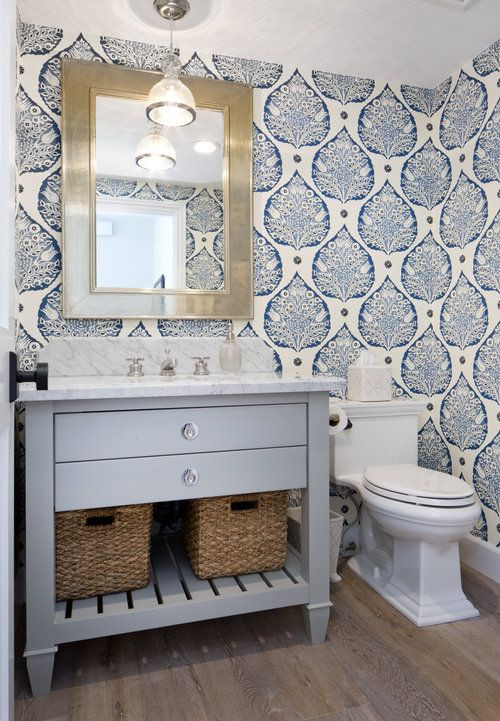 Blue Bathroom Wallpaper
 Colorful blue bathroom design