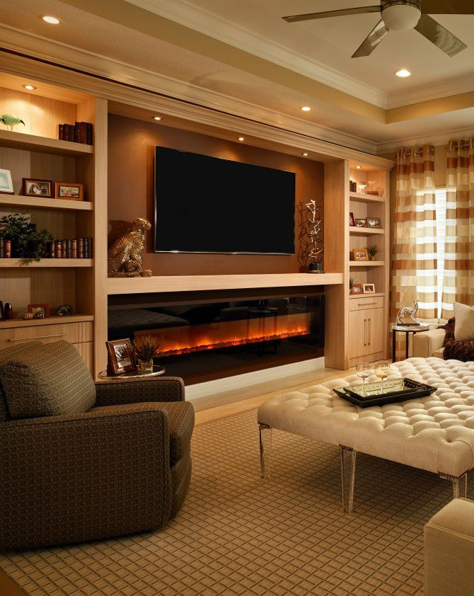 Built In Electric Fireplace Ideas
 Glowing Electric Fireplace with Wood Hearth and Mantel