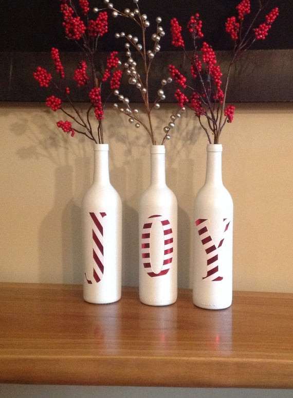 Christmas Diy Decor
 Joy decorative Christmas bottles Beautiful Christmas vases