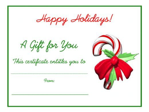 Christmas Gift Certificate Template Free
 Free Holiday Gift Certificates Templates to Print