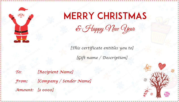 Christmas Gift Certificate Template Free
 Christmas Gift Certificate Templates Editable and