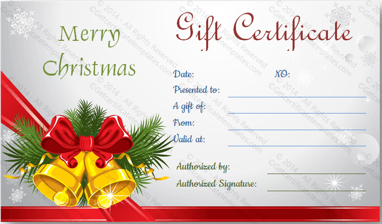 Christmas Gift Certificate Template Free
 Christmas bells t certificate template