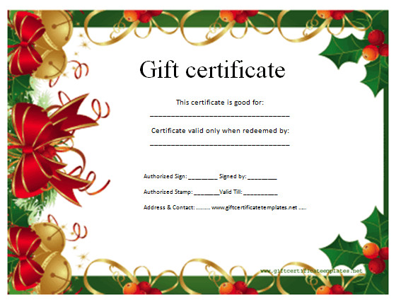 Christmas Gift Certificate Template Free
 Christmas t certificate template Certificate Templates