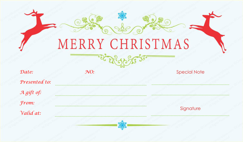 Christmas Gift Certificate Template Free
 Double Reindeer Christmas Gift Certificate Template