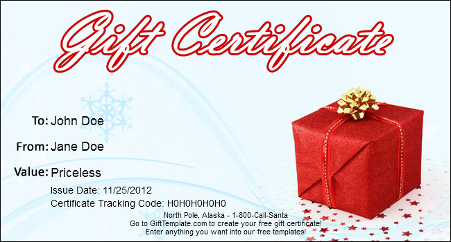 Christmas Gift Certificate Template Free
 Gift Template Blog