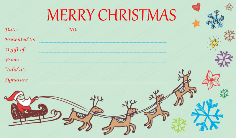 Christmas Gift Certificate Template Free
 Flying Reindeer Christmas Gift Certificate Template