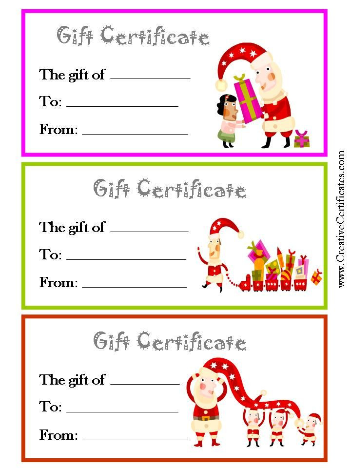 Christmas Gift Certificate Template Free
 3 printable Christmas t certificate templates on one