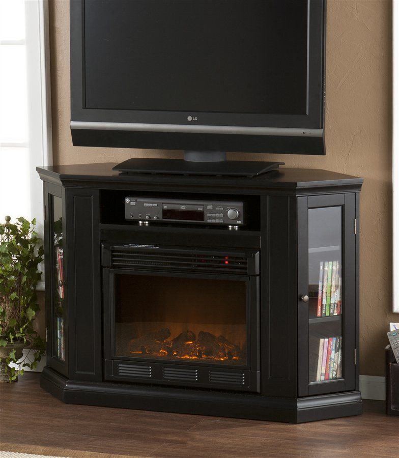 Corner Tv Stand Electric Fireplace
 Black corner tv stand electric fireplace