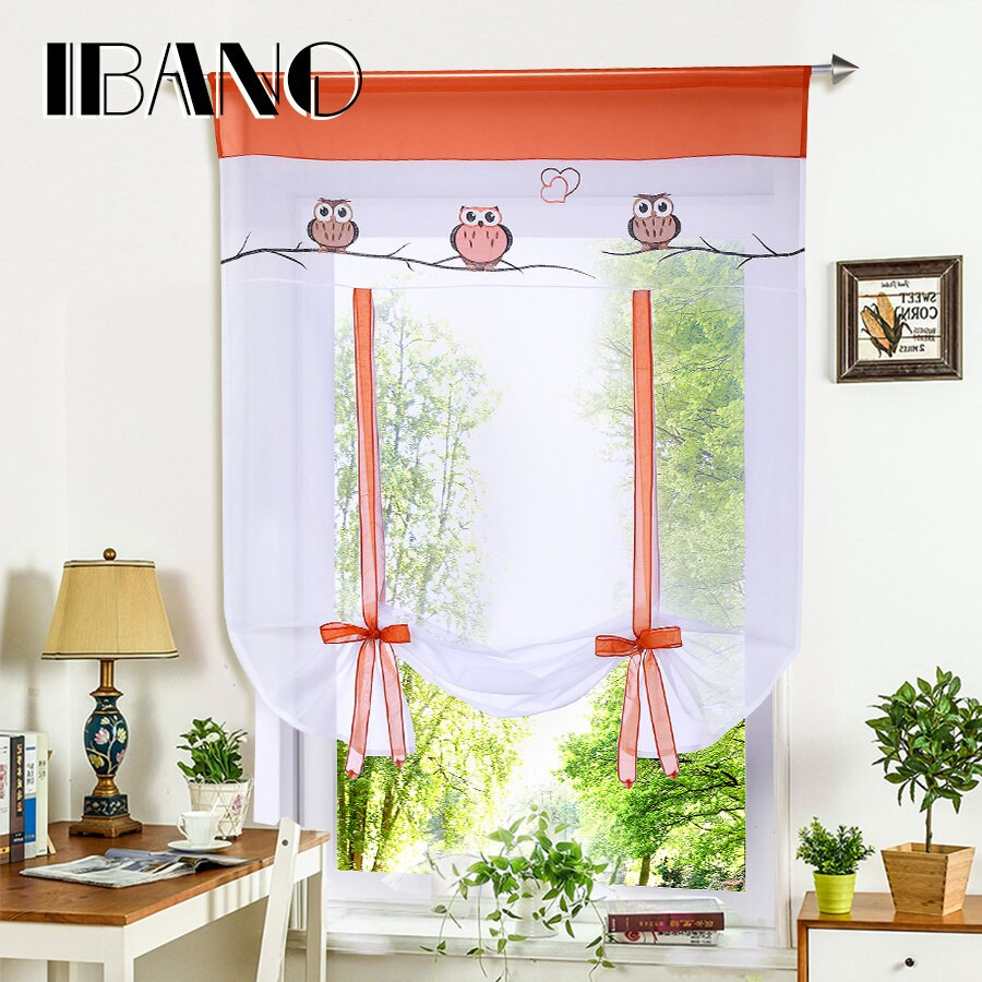 Cute Curtains For Living Room
 Roman Curtain Cute Owl Printing Sheer Window Tulle