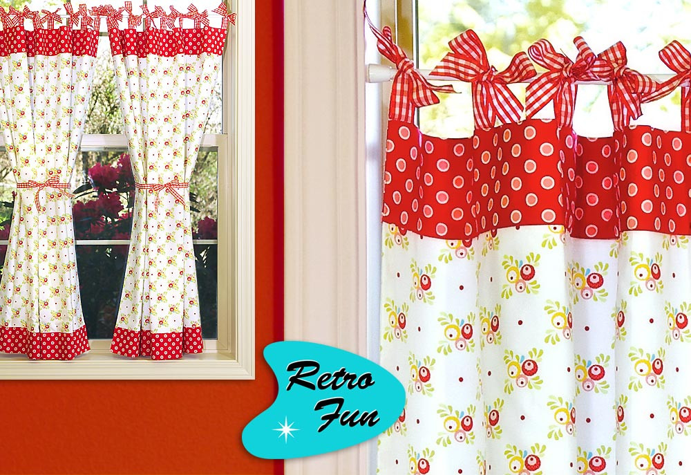 Cute Kitchen Curtains
 Retro Fun Kitchen Curtains with Gingham Bows