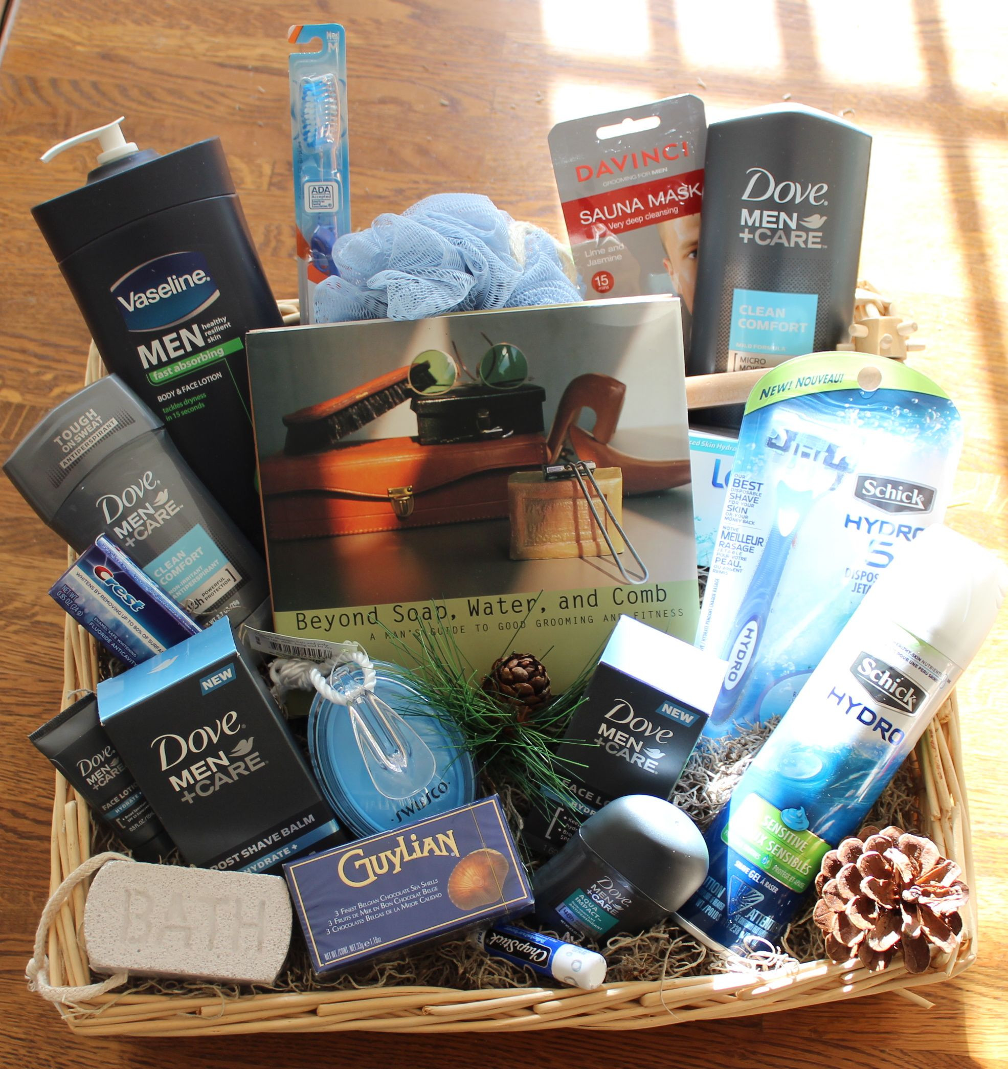 Diy Fathers Day Gift Basket
 Men s grooming spa Fathers Day basket before cellophane