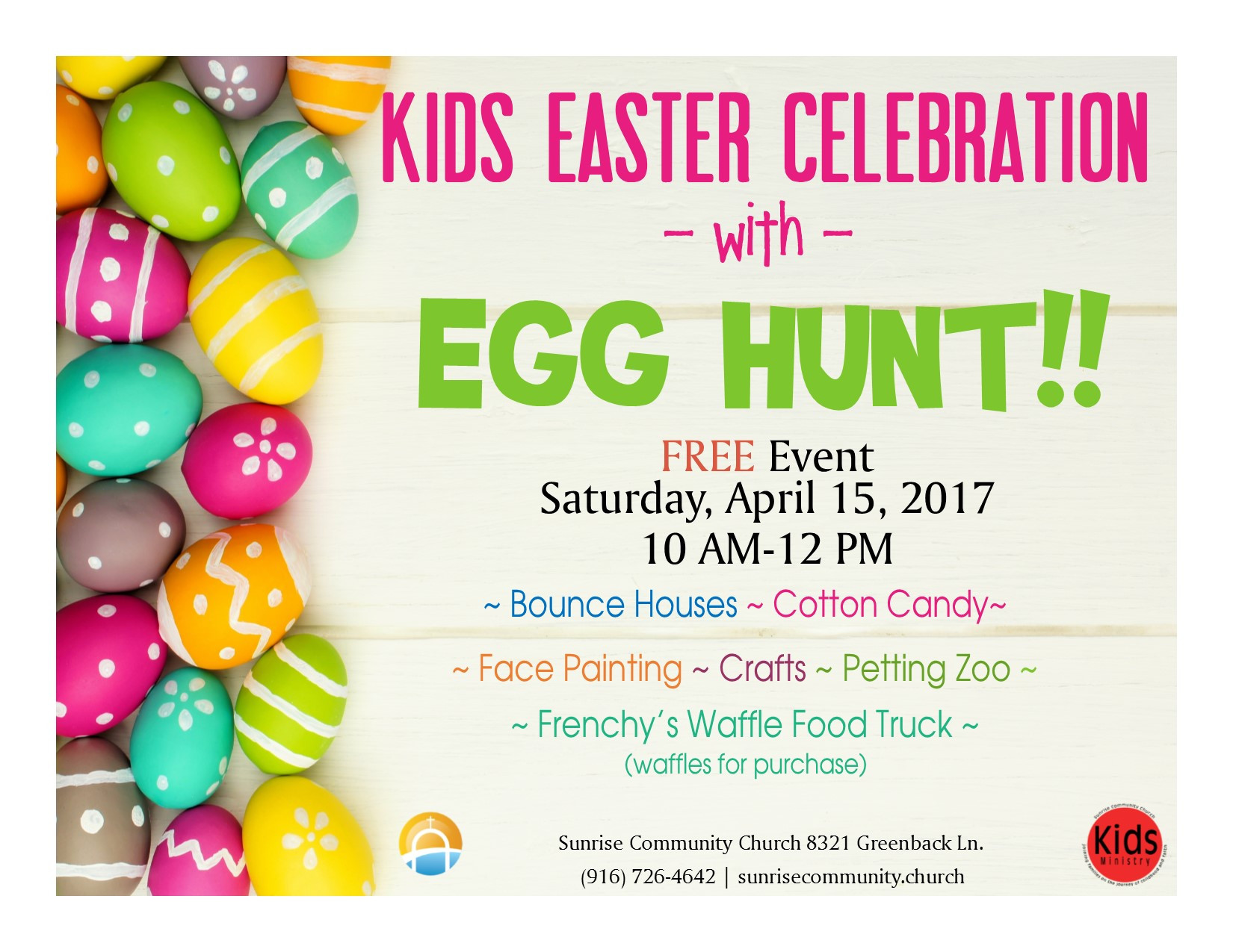 Easter Egg Hunt Ideas For Church
 Kids Easter Celebration with Egg Hunt presented by Sunrise