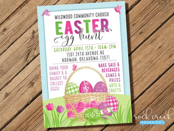 Easter Egg Hunt Ideas For Church
 Items similar to Easter Egg Hunt Invitation Easter Egg