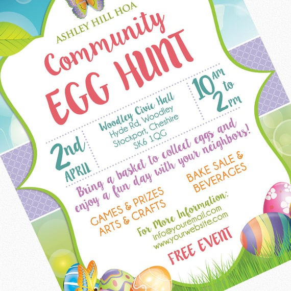 Easter Egg Hunt Ideas For Church
 Easter Egg Hunt Flyer Invitation Poster Template Church