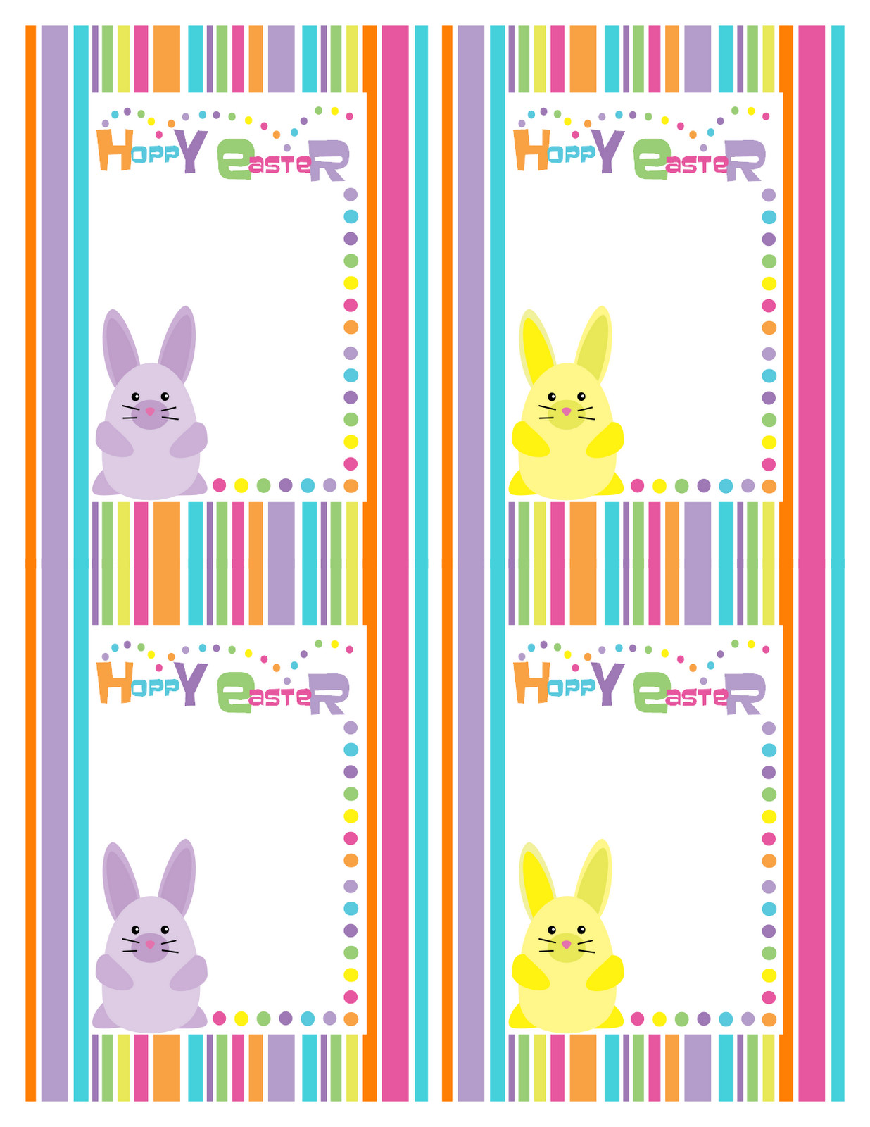 Easter Gift Cards
 Bunny Rainbow Stripe Party Supplies Printable Best Gift