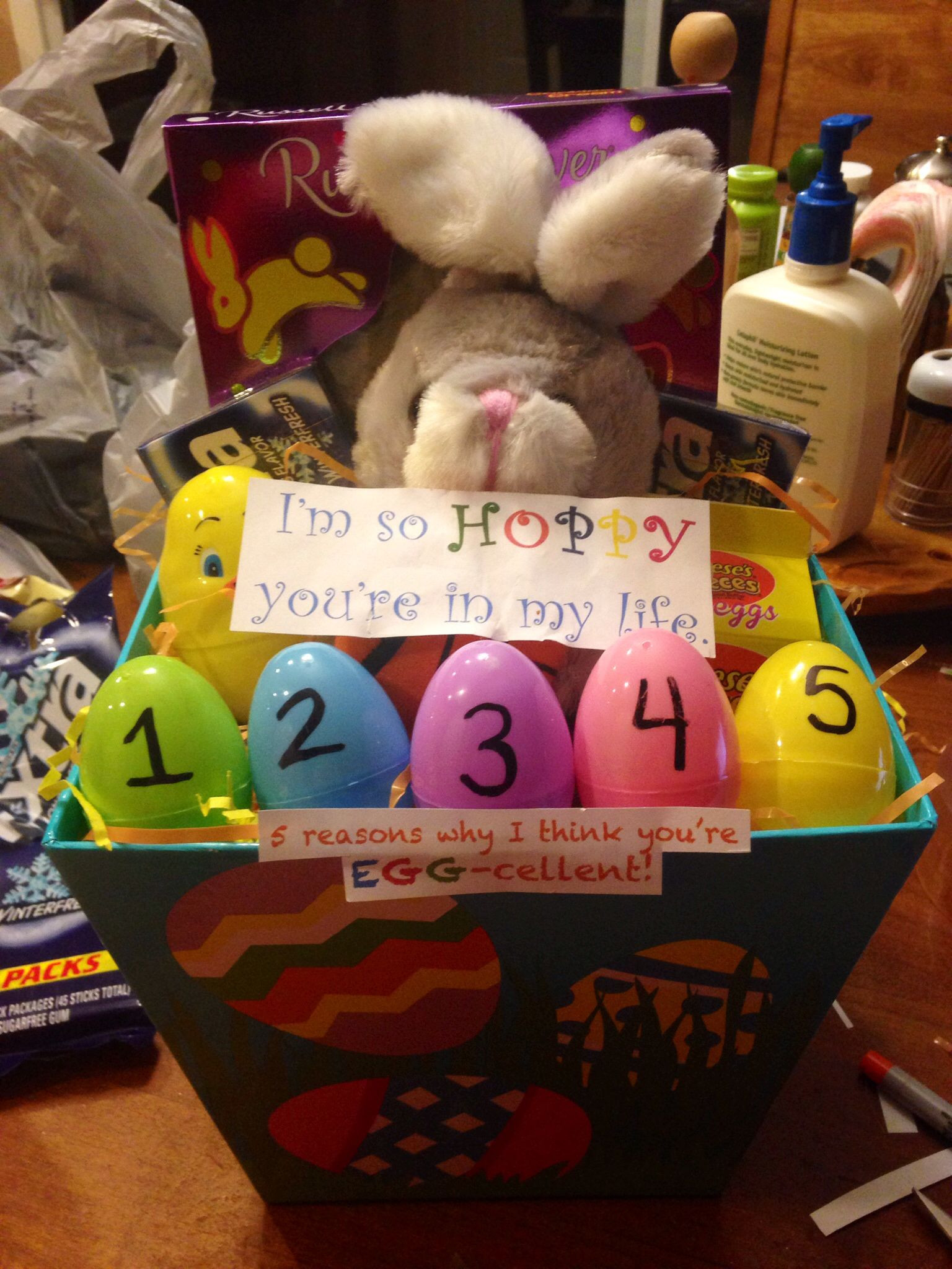 Easter Ideas For Boyfriend
 Easter Basket for girlfriend boyfriend "I m so HOPPY you