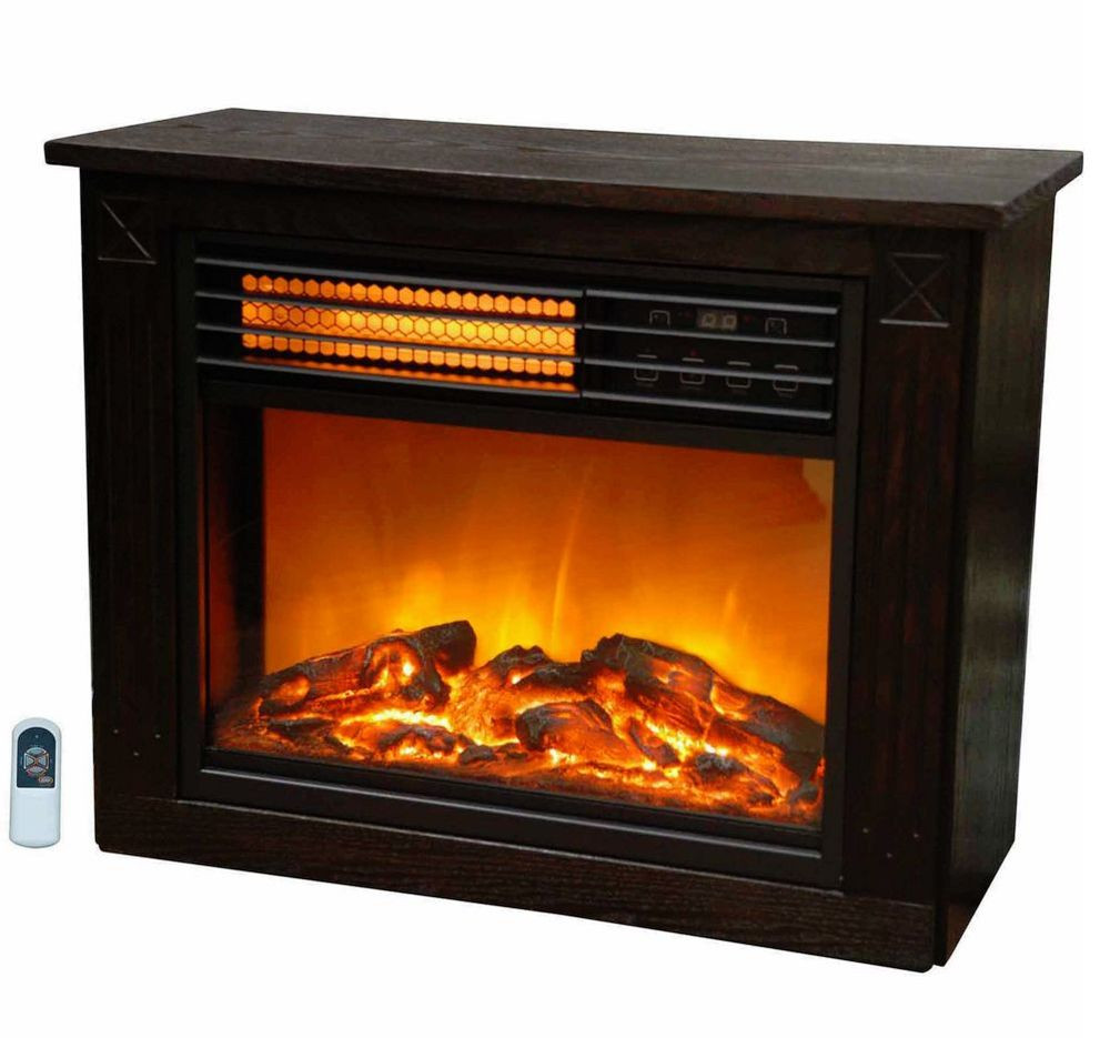 Electric Fireplace Space Heater
 Lifezone pact Portable Electric Infrared Wood Fireplace